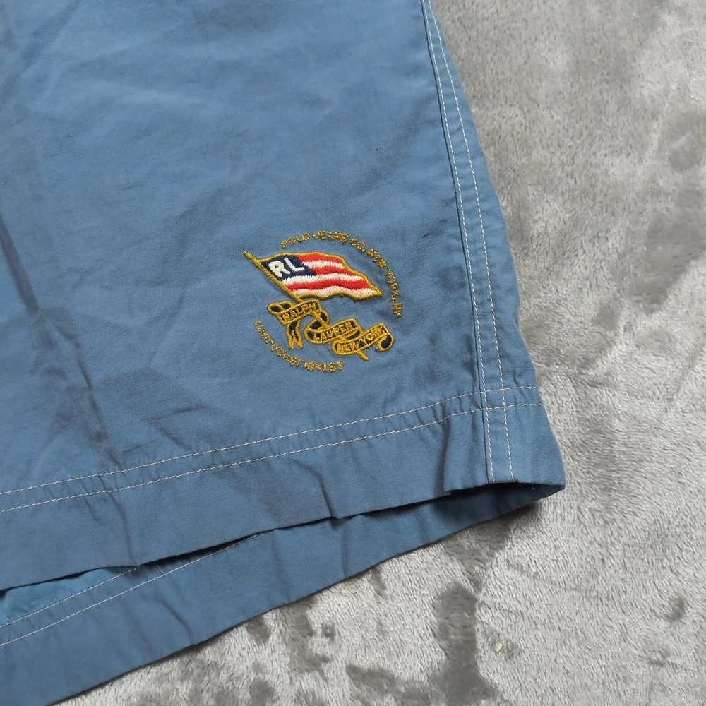 Polo Ralph Lauren Swim Trunks Men XXL Blue Striped Nautical Crest Maritime Lined
